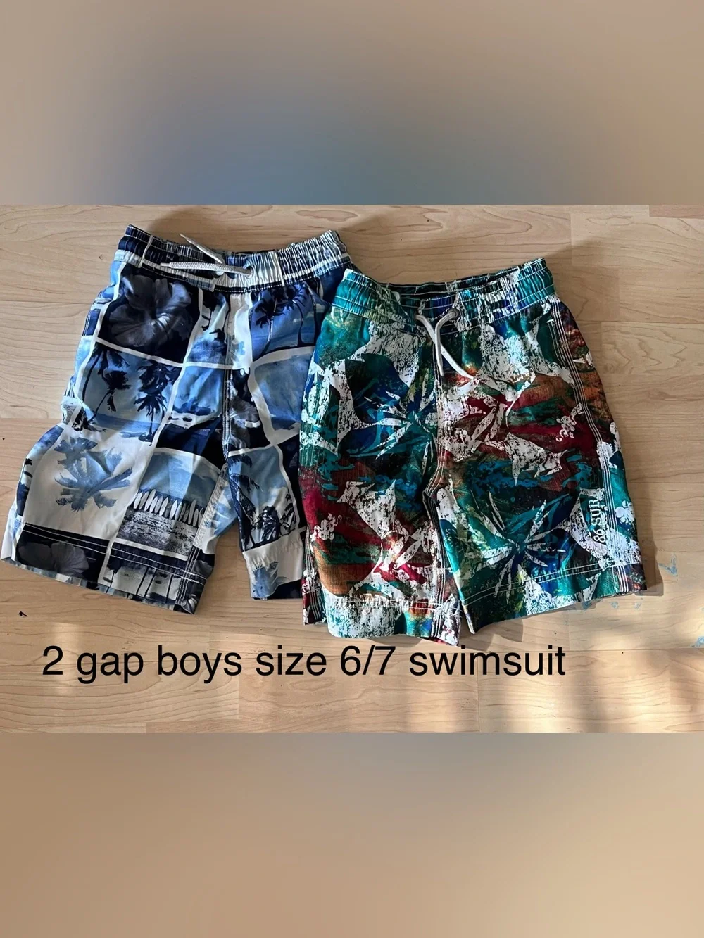 Boys GAP Tropical Swim Trunks - Blue & Teal Pair